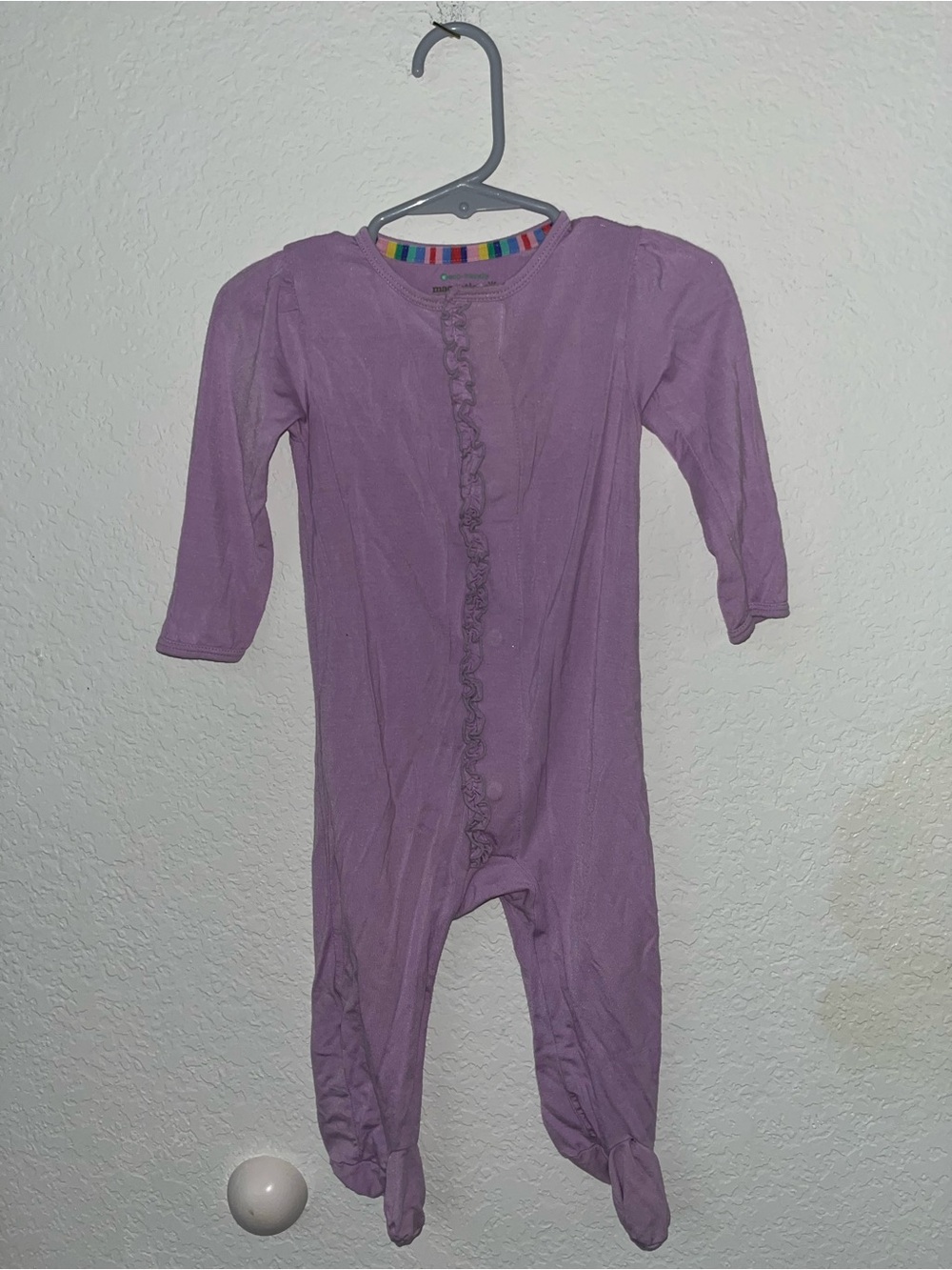 Magnetic Me light purple ruffled footie pajamas